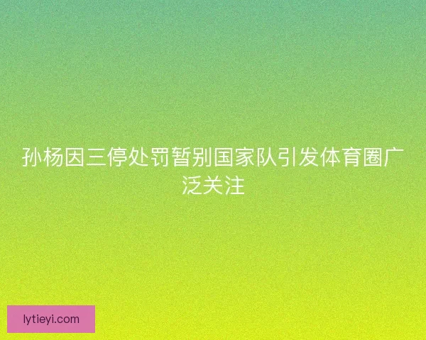 孙杨因三停处罚暂别国家队引发体育圈广泛关注